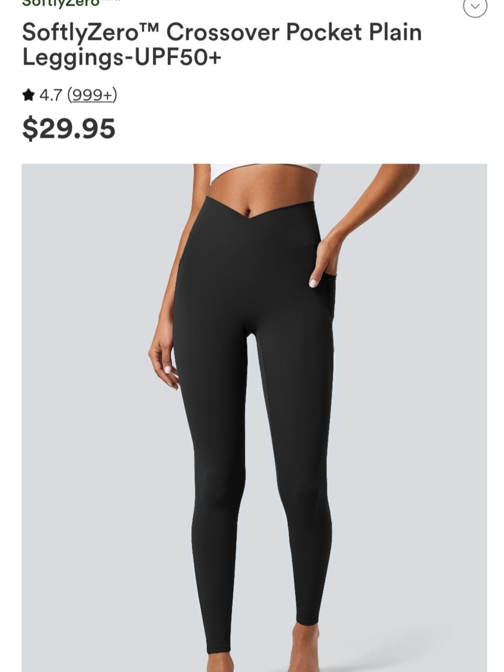HALARA Black High-Rise Crossover Pocket Leggings